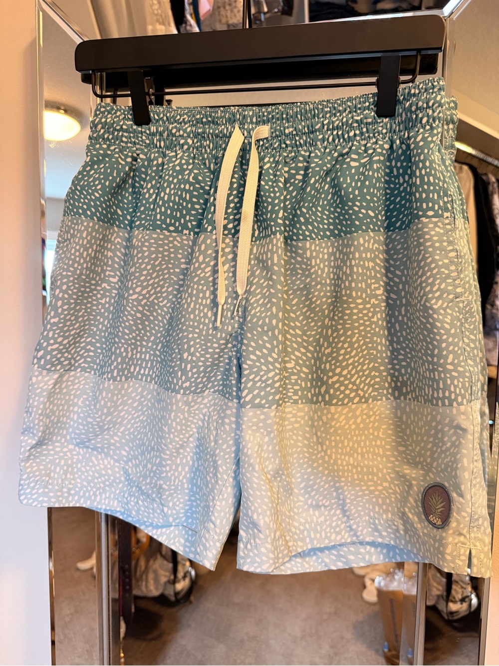 chubbies Light Blue and Seafoam Patterned Athletic Shorts